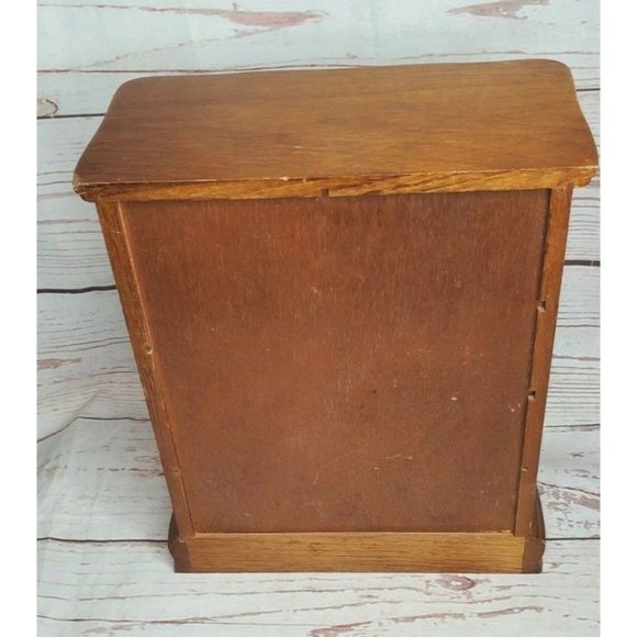 Rare Vintage Wood Jewelry Box Armoire Artistic Design Glass Door Shelves w/Mirro - Picture 4 of 12